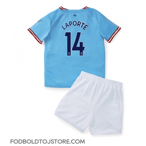 Manchester City Aymeric Laporte #14 Hjemmebanesæt Børn 2022-23 Kortærmet (+ Korte bukser)